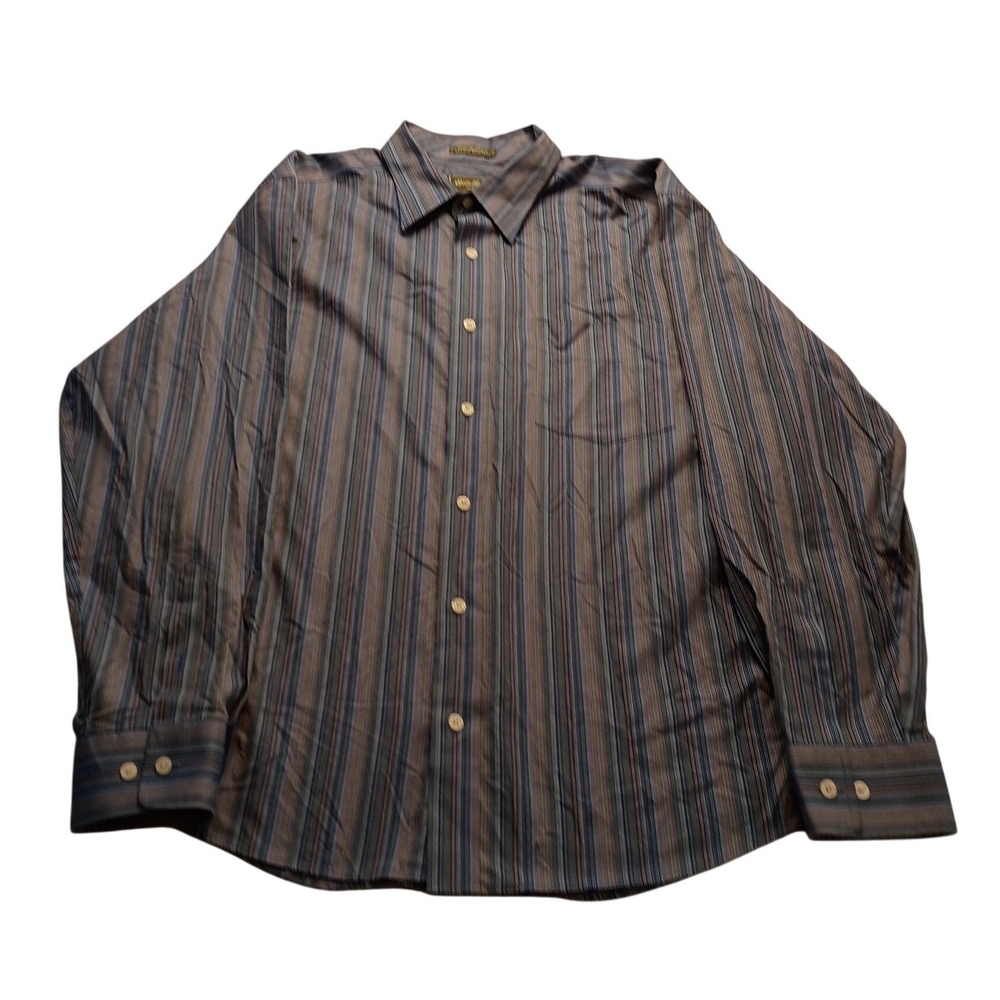 Eddie Bauer Button Down Men's Stain Wrinkle Resistant XL Blue Stripe Outdoor Top